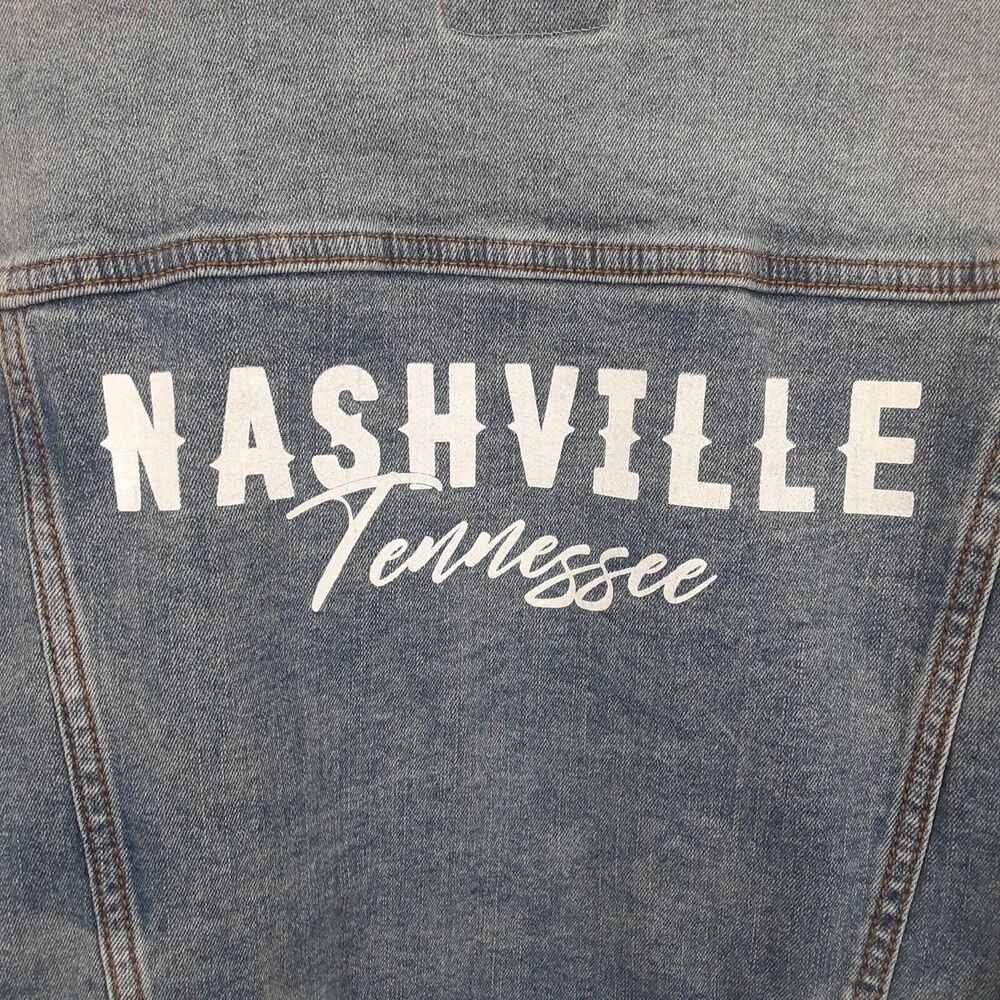 Nashville Tennessee Adult Mens Medium Blue Denim Jean Jacket